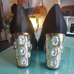 Satin Tory Burch Block Heel Pumps